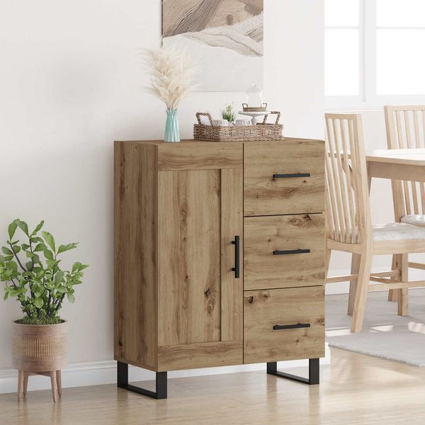 vidaXL Sideboard Artisan-Eiche 69,5 x 34 x 90 cm Verbundholz und Eisen 881646