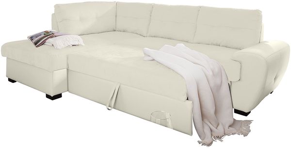 Cotta Otm/BK-2F Ecksofa, Sitz+Rücken Strukturgewebe, 100% Korpus Kunstleder PU, 64% Polyurethan, 25% Polyester, 11% Baumwolle, 174 x 244 x 88 cm, cream