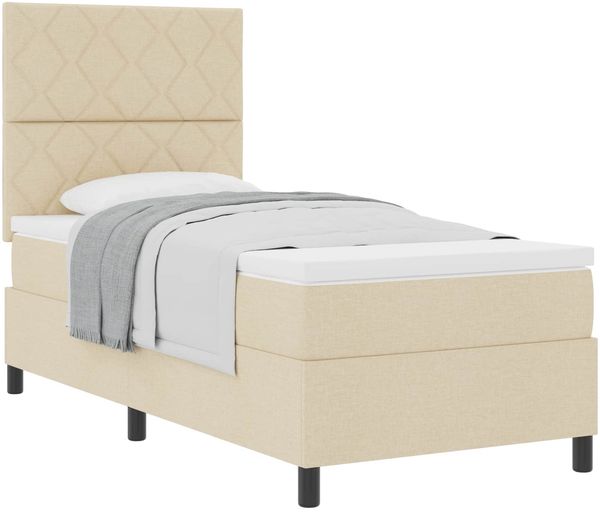 vidaXL Boxspringbett mit Kopfteil Creme 100 x 200 cm Stoff 3339446