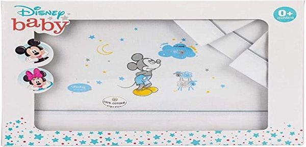 Interbaby MK006-18 3Stück Bettwäsche Wiege Disney Mickey Mouse Weiss/Grau, grau, 180 g