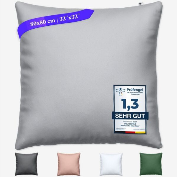 Wolkenfeld Kissenbezug Mikrofaser Kissenbezug - Allergiker Kopfkissenbezug - unfassbar weich, Größe 80x80, 40x80 und 70x90 cm I versteckter Reißverschluss