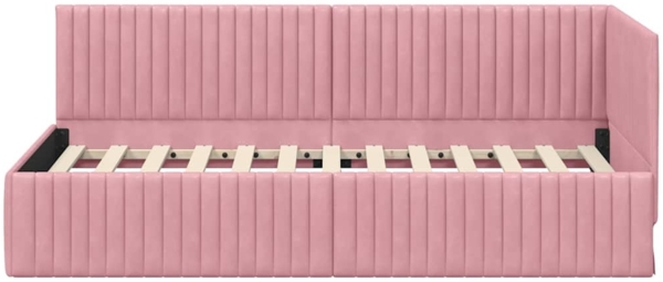 vidaXL Eckbettgestell mit Kopfteil Rosa 90 x 190 cm Samt 42016259 Bild 4