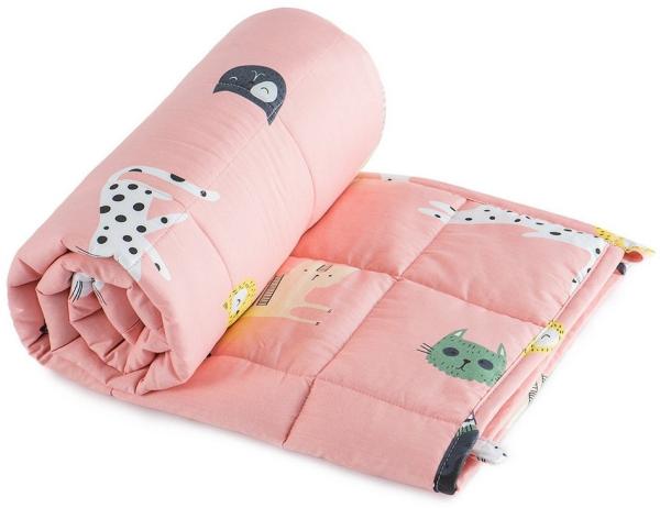 SiviO Gewichtsdecke Kinder Therapie-Bettdecke aus Baumwolle, Weiche Kuschelige Bettdecke, stressreduzierende Kuscheldecke, 90x120 cm, Rosa Katze, 2.3kg