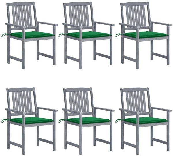 vidaXL Gartenstühle mit Kissen 6 Stk. Massivholz Akazie Grau 3078212