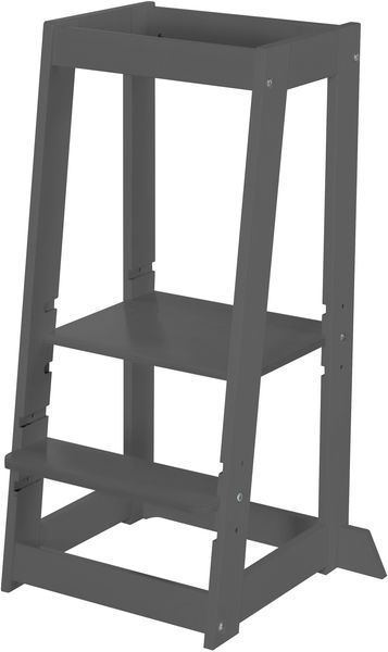 roba Lernturm 'Monti Step' nach Montessori - Sicherer Tritthocker für Kinder - Ideal als Küchenhelfer - Bis 80 kg belastbar - FSC®-zertifiziertem Holz - Anthrazit lackiert
