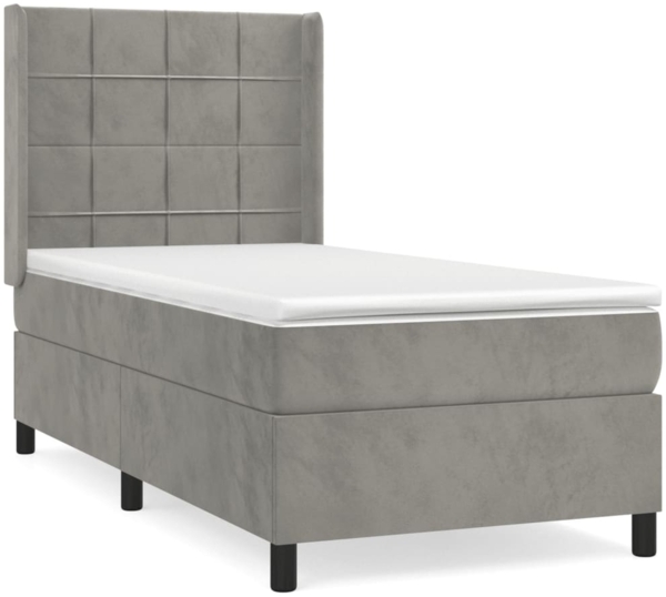vidaXL Boxspringbett mit Matratze Hellgrau 90x200 cm Samt 3132657