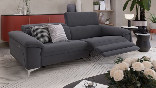 Sofanella Dreisitzer STELLA Stoffsofa Stoffcouch Designersofa in Gelb XL: 234 Breite x 107 Tiefe