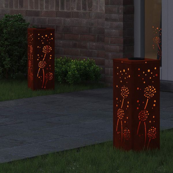 vidaXL Solar LED Weg Licht 2 pcs Rostig Wetterfeststahl 879771 Bild 3