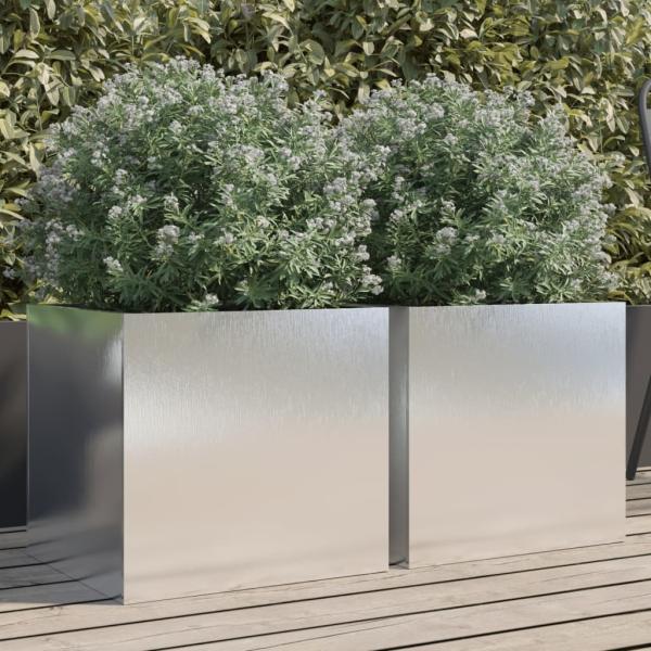 vidaXL Pflanzkübel 2 Stk. Silbern 42x40x39 cm Edelstahl 841556