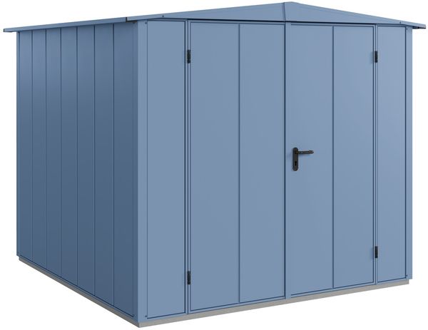 Hörmann Ecostar Metall-Gerätehaus Elegant mit Satteldach Typ 2, 238x238 cm , taubenblau, 5,7 m²,2-flüglige Tür