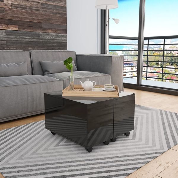 vidaXL Couchtisch Hochglanz-Schwarz 60x60x35 cm Holzwerkstoff 283722