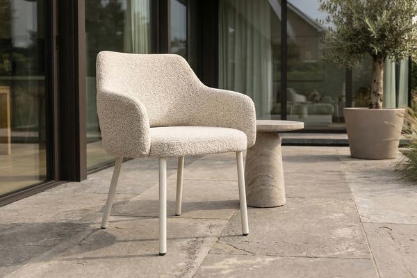 KAWOLA Gartenstuhl AMUR Outdoor Stoff cremefarben 80 x 62 x 62 cm
