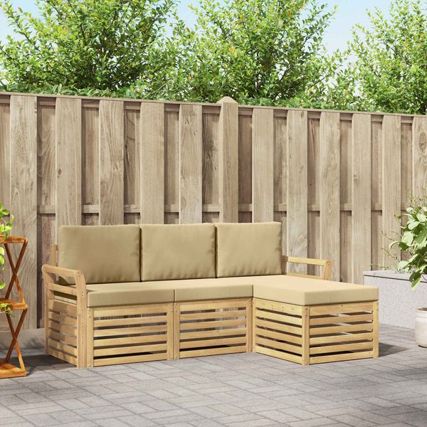 vidaXL Outdoor-Sofagarnitur 4 pcs Weiß und Beige 193,5 x 122,5 x 73 cm 3391638