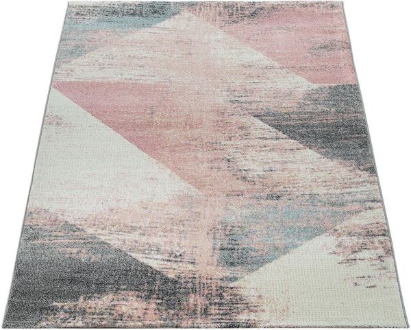 Paco Home Teppich Mero 102, rechteckig, Höhe: 16 mm, Kurzflor, modernes Design, Pastell-Farben, Used-Optik