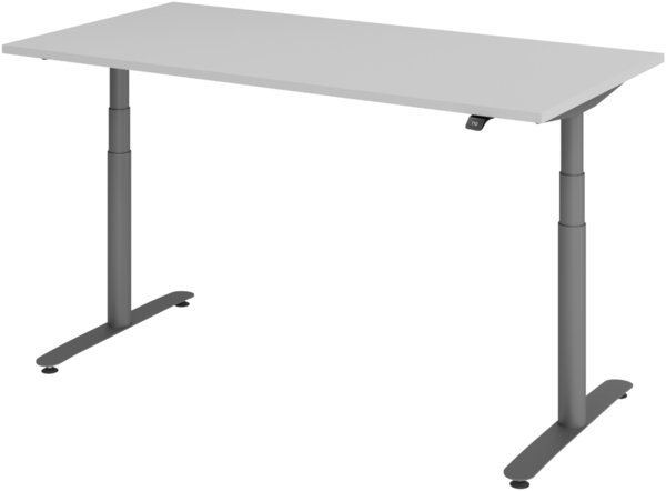 bümö elektrisch höhenverstellbarer Schreibtisch 160x80 cm mit Memory, Bluetooth & App-Steuerung - Schreibtisch höhenverstellbar elektrisch , elektrischer Schreibtisch grau, Gestell graphit, XDLR-16-5-G