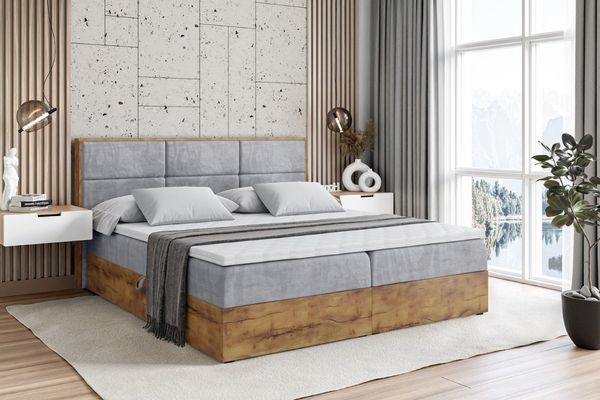 ALTDECOR Boxbett LOLLI1 (Multipocket-Matratze H4, H3 Matratze Bonellfederung, Topper, Kopfteil)