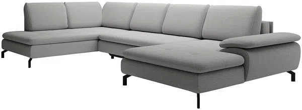 Vente-unique - ARCHIBALD Sofa Stoff Grau - B 205 cm x H 82 cm x L 347 cm Bild 3