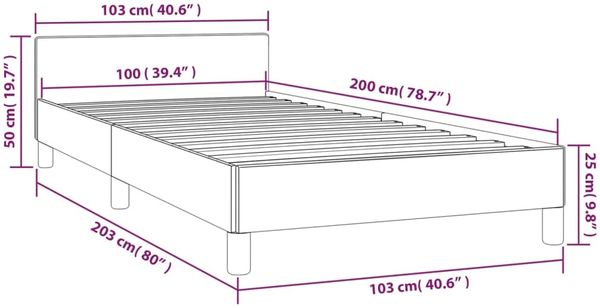 Bettgestell mit Kopfteil Hellgrau 100x200 cm Stoff [347391] Bild 9
