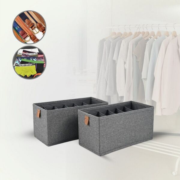 hausleben Organizer 2er Set Aufbewahrungsbox mit 6 Fächern, Faltbare Stoffbox 30x15x15cm