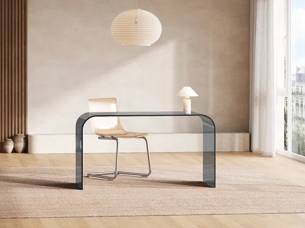 Vente-unique - KARDEMO Büromöbel Glas Grau - B 60 cm x H 75 cm x L 120 cm