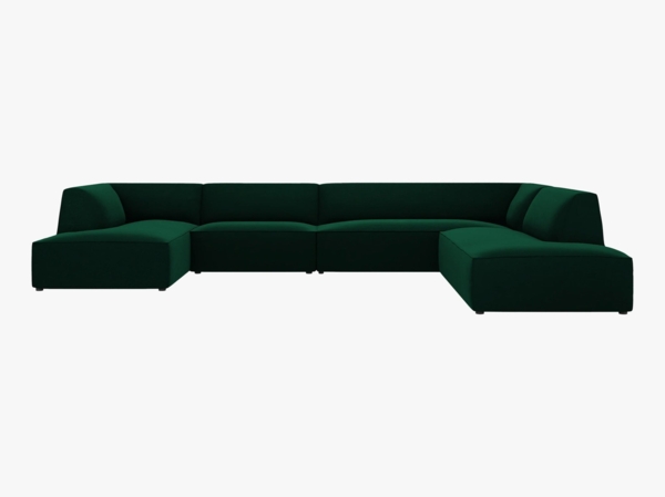 Micadoni Panorama-Ecksofa Ruby 7-Sitzer Rechts Samt Salvador Flaschengrün