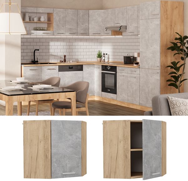Eckhängeschrank R-Line Beton 57 cm Vicco Bild 2