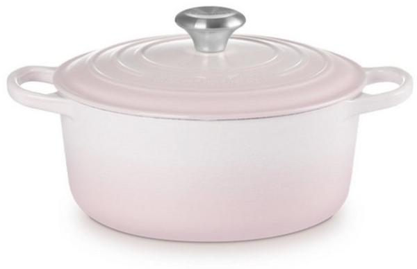 Le Creuset Signature Gusseisen-Bräter mit Deckel, Für alle Herdarten und Induktion geeignet, Rund, Shell Pink, 24,0 cm, 4.2