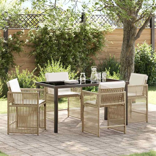 vidaXL Garten Essgruppe 5 pcs Beige Poly-Rattan 3380786
