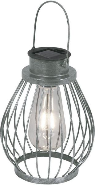 näve LED Solarleuchte Balubo, Tageslichtsensor, LED fest integriert, Warmweiß, Solar, incl. Schiebeschalter, Lichtfarbe: warmweiß, Farbe: silber