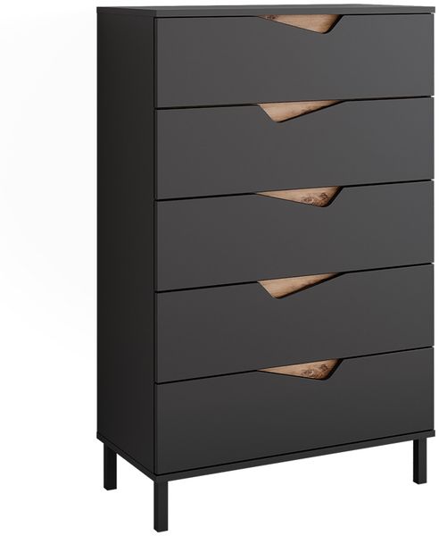 Kommode Marelle Anthrazit/Artisan-Eiche 76 x 120 cm mit 5 Schubladen Vicco