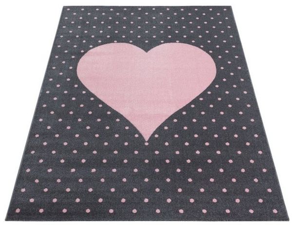 Teppium Teppich Herz-Design, Rund, Höhe: 10 mm, Teppich Kinderzimmer Herz Design Kinder Teppich Rosa Babyzimmer Bild 4
