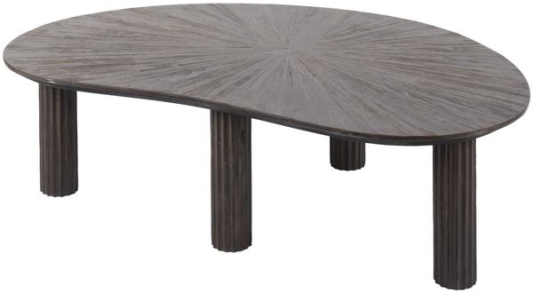 Couchtisch Foray aus massivem Teakholz, Mid-Century Design, Dunkelbraun, Strahlenmuster, 110 cm