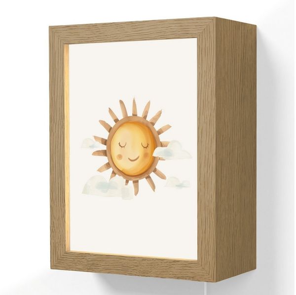 OnlyWow Wandleuchte Lightbox Sonne - Wolken - Pastellfarben - Mädchen, Dimmbar, Farbwechsel, LED, Warmweiß, Kaltweiß, Neutralweiß Einstellbar, Wandlampe Innen, Dimmbar, mit Kabel, LED, Beleuchtung, Kinderzimmer