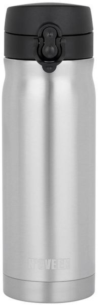 NOVEEN Glänzende Edelstahlflasche | 400 ml, Silber