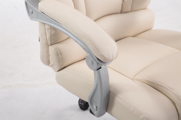 DELUKE® Bürostuhl MIAMI - 118x68x64, Creme Kunstleder Metall in Chromoptik Gestell ergonomische Bürostühle Homeoffice Stuhl mit Rollen Bild 6