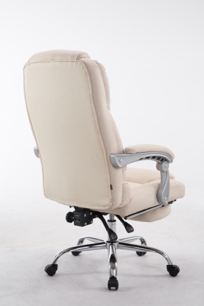 DELUKE® Bürostuhl MIAMI - 118x68x64, Creme Kunstleder Metall in Chromoptik Gestell ergonomische Bürostühle Homeoffice Stuhl mit Rollen Bild 4