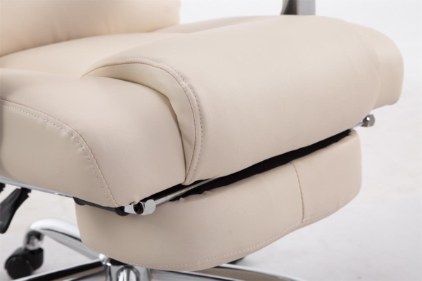 DELUKE® Bürostuhl MIAMI - 118x68x64, Creme Kunstleder Metall in Chromoptik Gestell ergonomische Bürostühle Homeoffice Stuhl mit Rollen Bild 7