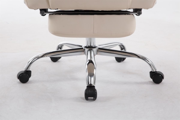 DELUKE® Bürostuhl MIAMI - 118x68x64, Creme Kunstleder Metall in Chromoptik Gestell ergonomische Bürostühle Homeoffice Stuhl mit Rollen Bild 8