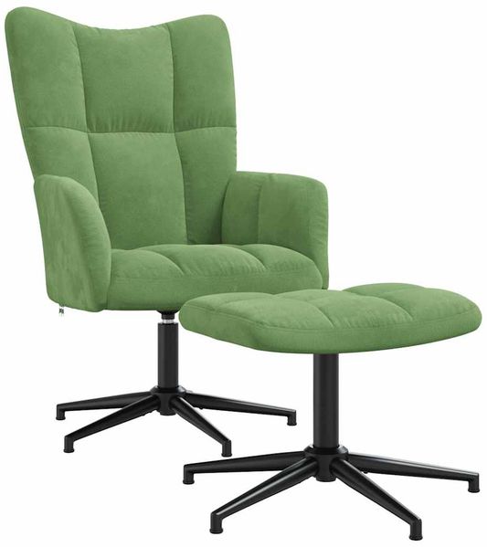 vidaXL Relaxsessel mit Hocker Hellgrün Samt [328109] Bild 2