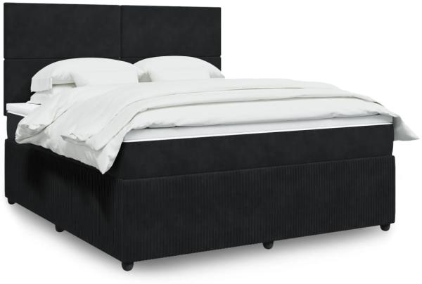 vidaXL Boxspringbett mit Matratze Schwarz 180x200 cm Samt 3294702