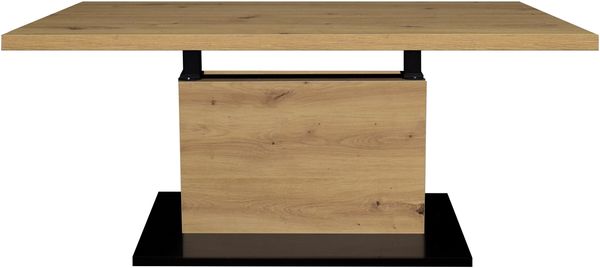 Couchtisch >Lift< höhenverstellbar, Asteiche Dekor / schwarz - 120x49/68x70cm (BxHxT)