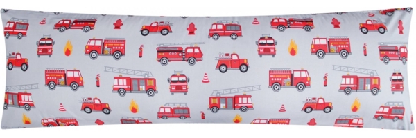Heubergshop Seitenschläferkissenbezug, (1 Stück), 40x145cm Feuerwehr grau rot 100% Baumwolle Kinder (EW Feuerwehr Grau)