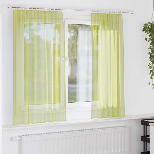 vidaXL Voile Vorhänge mit Stangentaschen 2 Stk. Apfelgrün 4102161
