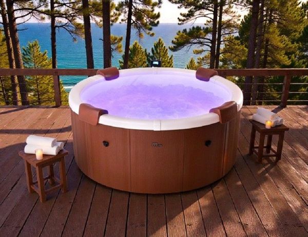 mSpa Whirlpool Denver & Rova - Ø 182x70 cm - ganzjährig Outdoor Pool - XXL, Stecksystem mit Einlageplane, feste Außenwand - inkl. LED, UVC+, WiFi, App-Steuerung, 6 Personen