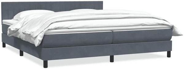 vidaXL Boxspringbett mit Matratze Dunkelgrau 180x210 cm Samt 3316414