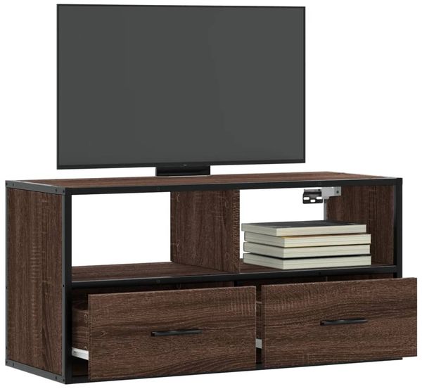vidaXL TV-Schrank Braun Eiche 80x31x39,5 cm Holzwerkstoff und Metall 848923