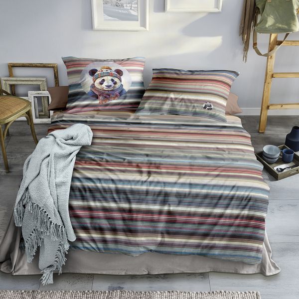 Irisette Flausch Cotton Bettwäsche Zobel 8705-90 Panda bunt 135x200