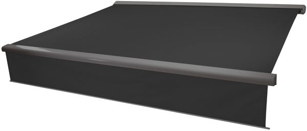 Elektrische Vollkassetten-Markise T124, 4x3m ausfahrbarer Volant ~ Polyester anthrazit, grau Bild 7