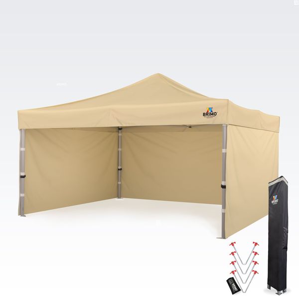 Aluminium-Promozelt 4×4 m ALU EXCLUSIVE – 3 Wände, HEX 45 mm - mit 3 Wänden - Beige