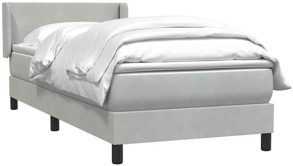 vidaXL Boxspringbett mit Matratze Hellgrau 80x220 cm Samt 3317967 Bild 3